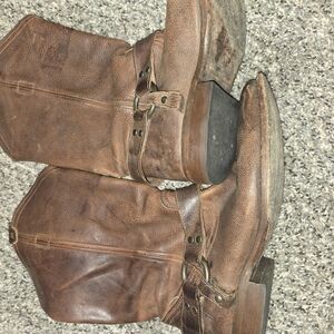 Frye Distressed Brown Leather Heeled Boots